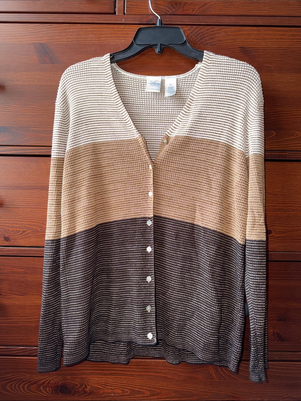 Emma James by Liz Claiborne Colorblock Striped Cardigan | Size XL